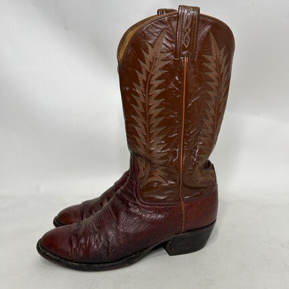 Vintage Tony Lama Leather Cowboy Boots Gold Label “Brown” main image 6